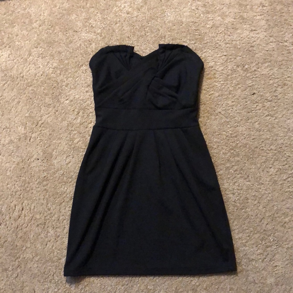 Black strapless mini dress, size 4